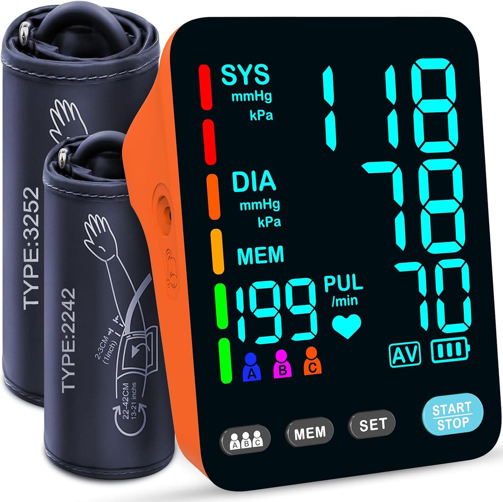 YONLO Automatic Upper Arm Blood Pressure Monitor with Dual Cuff Backlit Display


