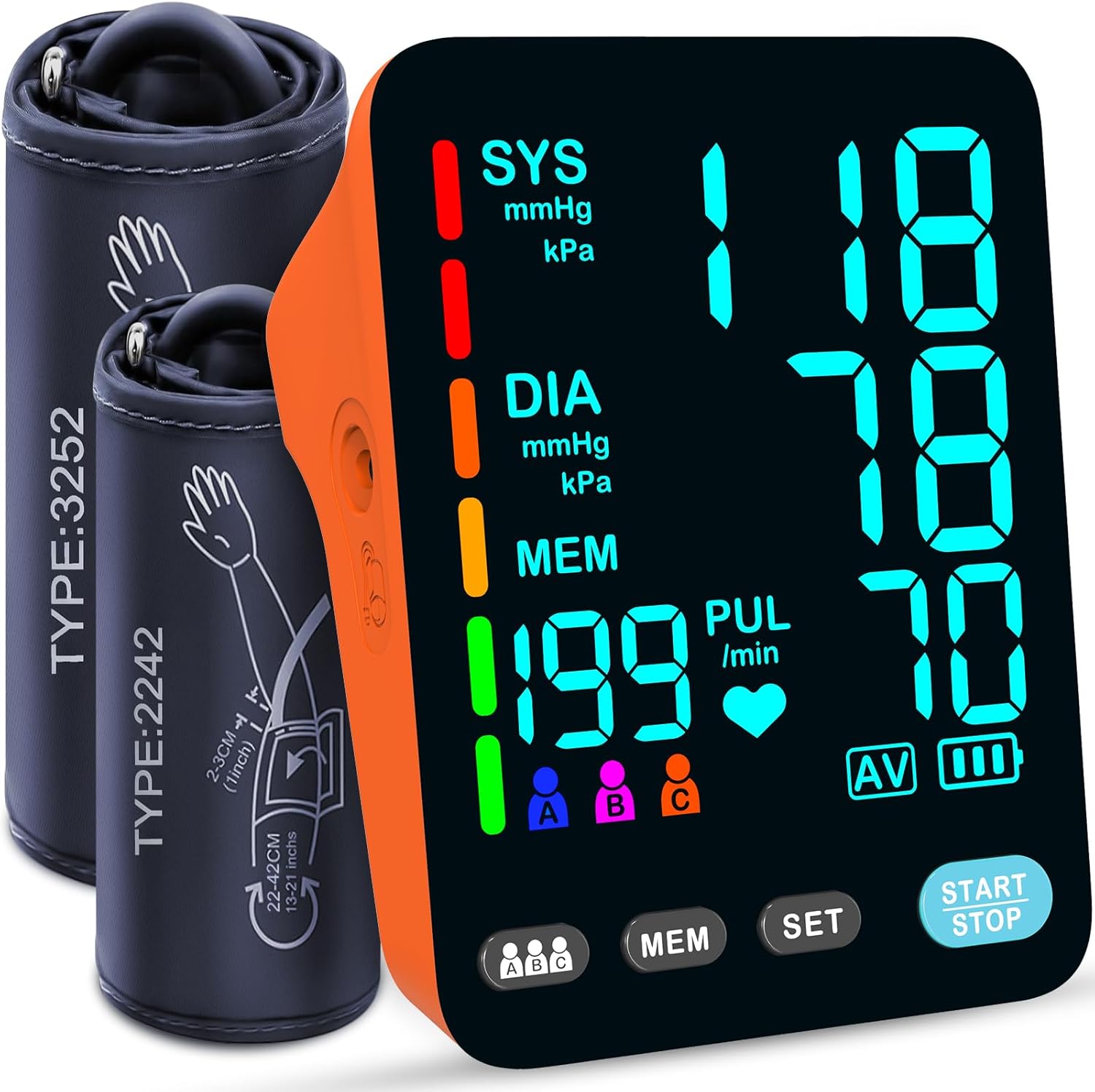 YONLO Automatic Upper Arm Blood Pressure Monitor with Dual Cuff Backlit Display

