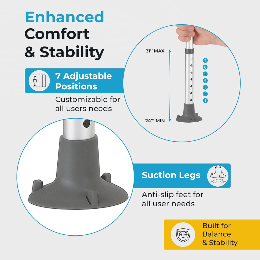 Toilet Safety Rails with Handles, Adjustable Toilet Grab Bar Frame for Seniors

