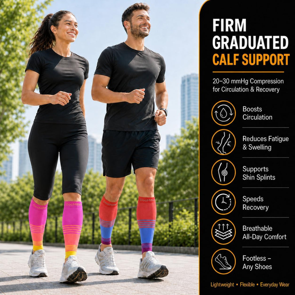 Doc Miller Graduated Compression Calf Sleeve 20–30 mmHg, Footless, 1 Pair

