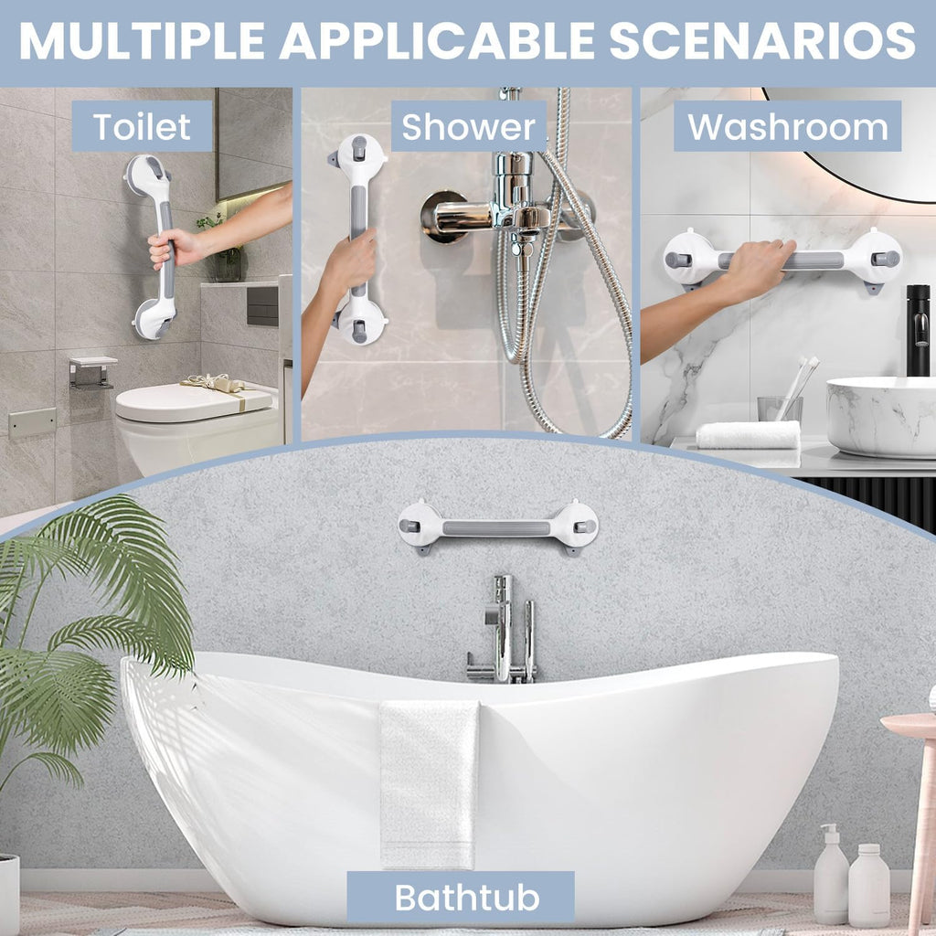 Reyiu Shower Grab Bar 16.5 Inch Suction Cup Bathroom Safety Handle

