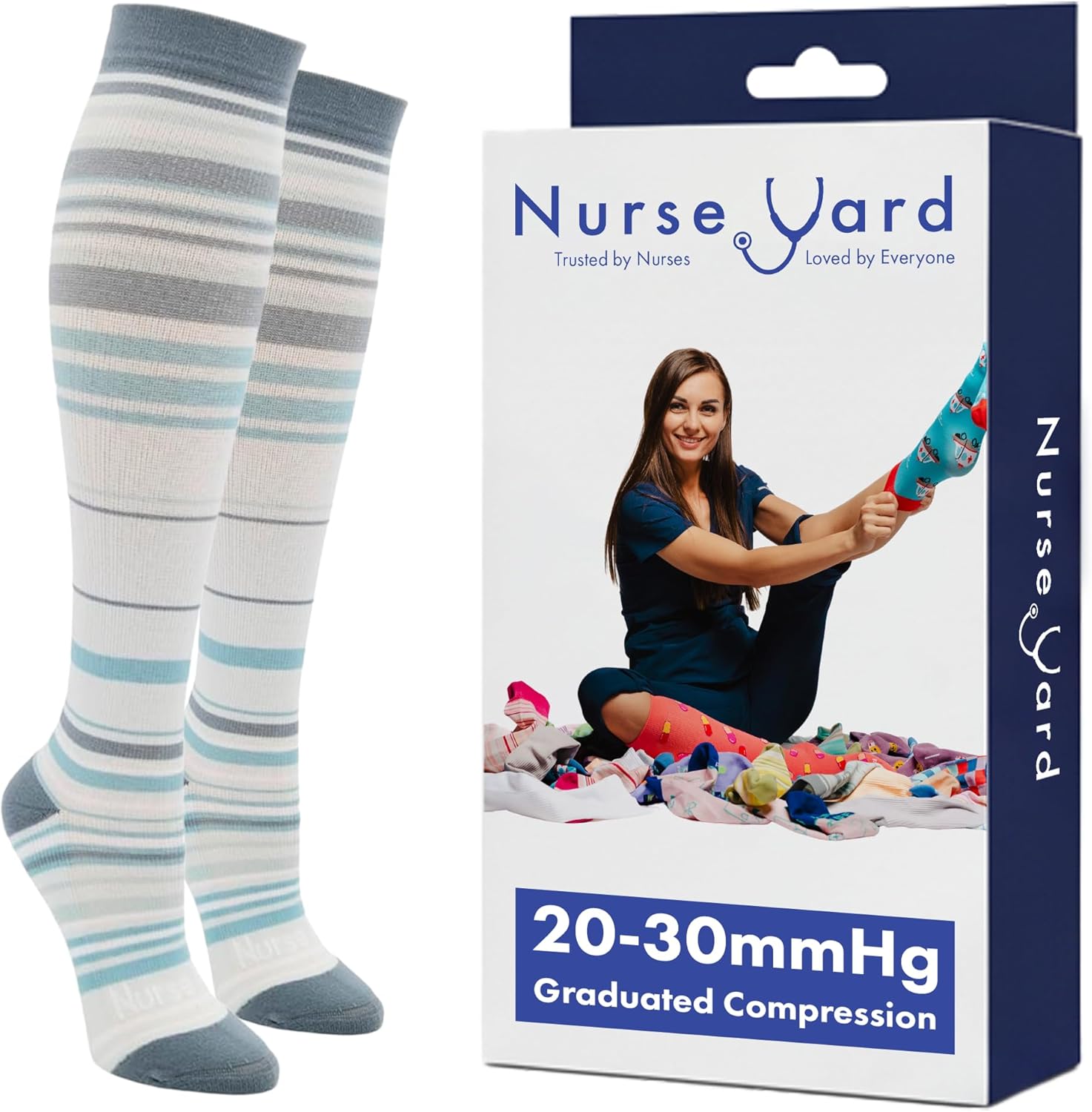 Nurse Yard Graduated Compression Socks 20–30mmHg for Women & Men


