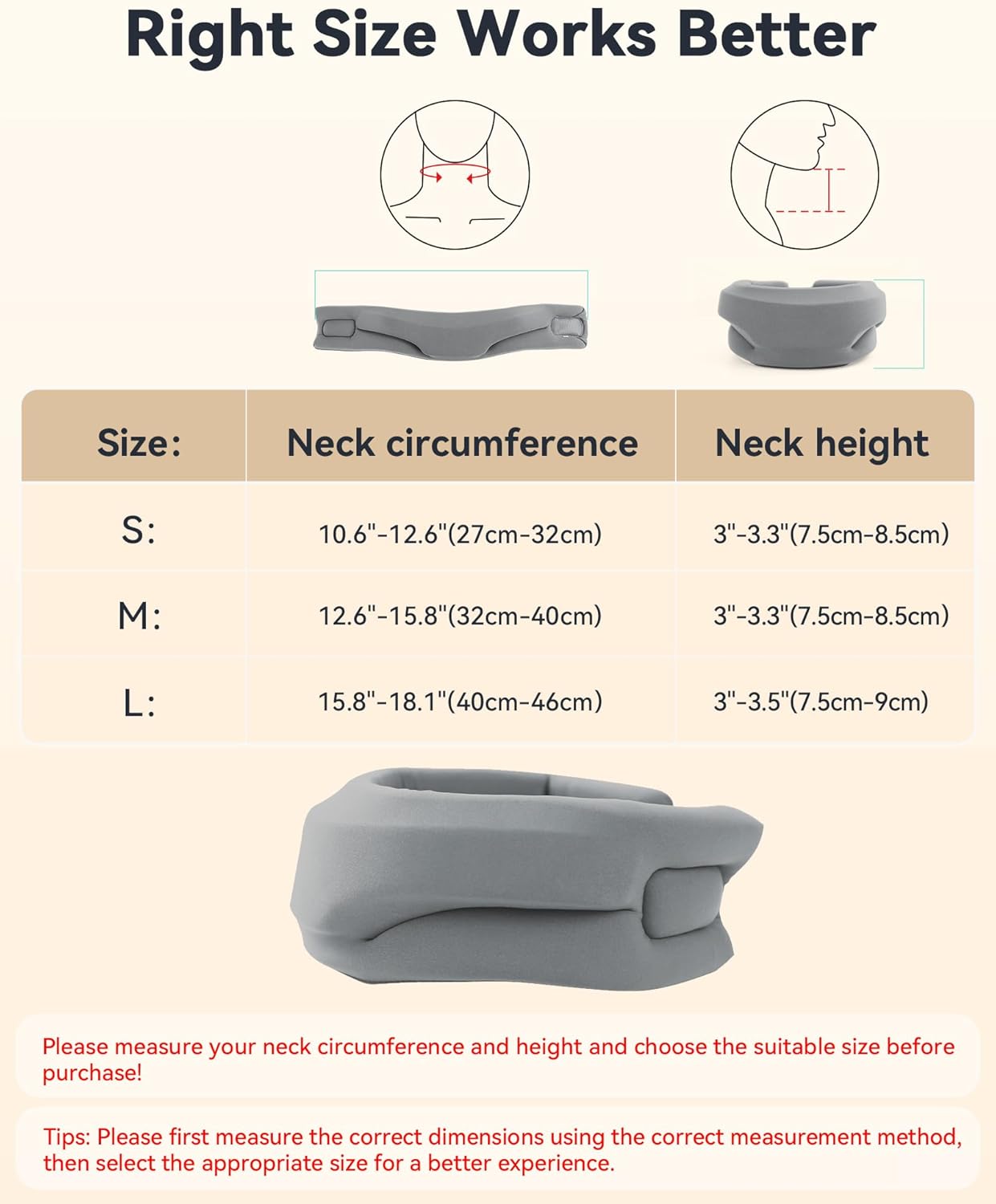 Neck Brace Cervical Collar Soft Foam Wrap Adjustable V-Shaped for Neck Support

