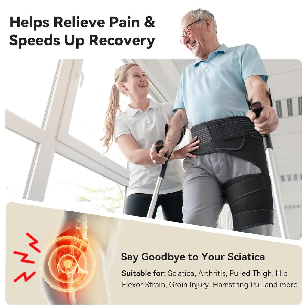 SOLOEVER Hip Brace for Sciatica, Adjustable Compression Wrap Support for Hip Pain

