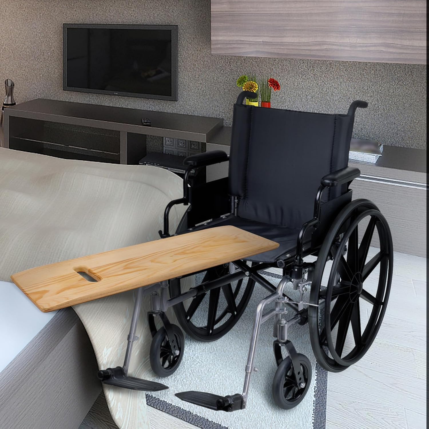 Transfer Board and Slide Board with Handles, Heavy-Duty Wood Mobility Aid

