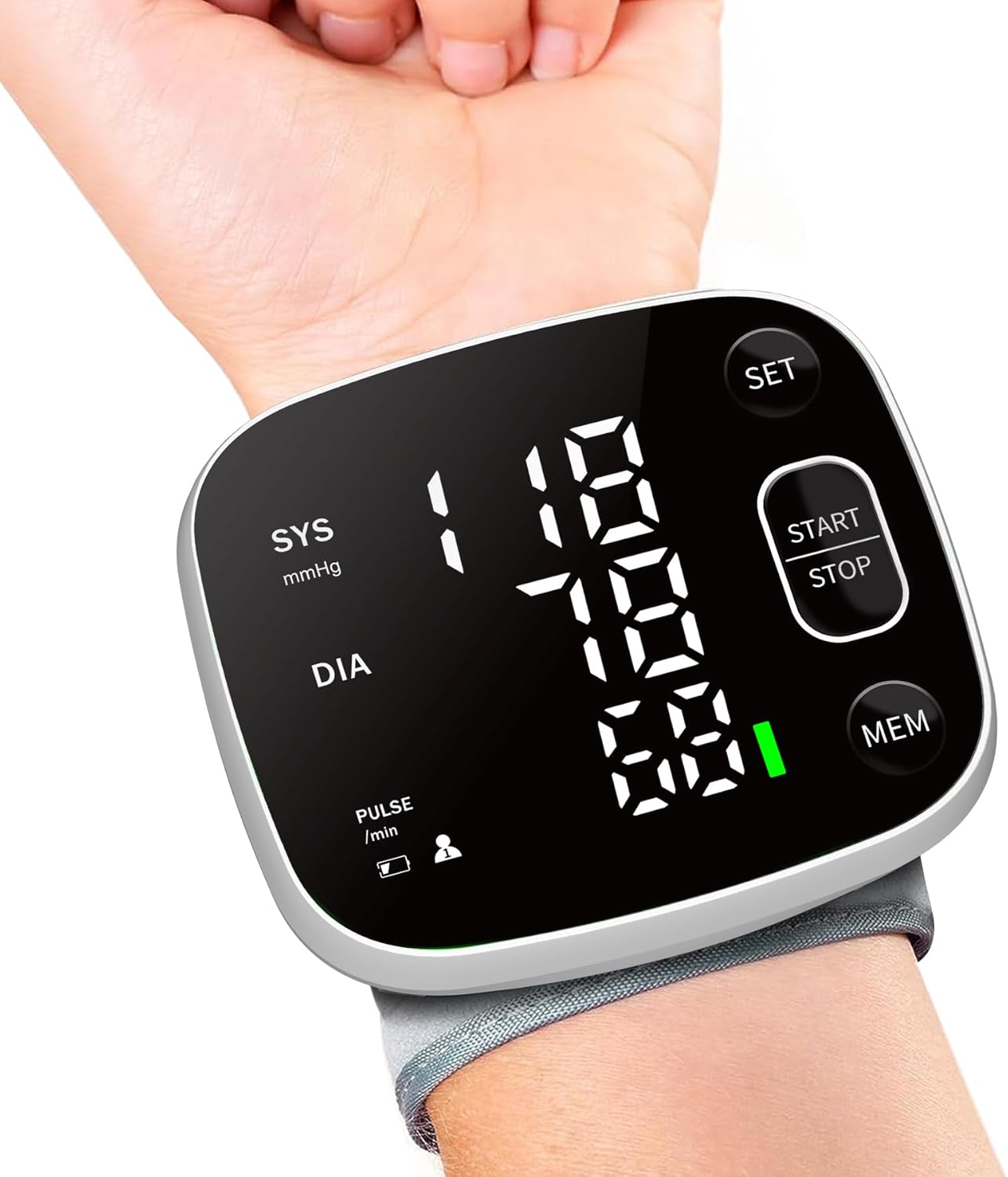 Rechargeable Wrist Blood Pressure Monitor for Home Use, Adjustable Cuff, Voice, 2 Users

