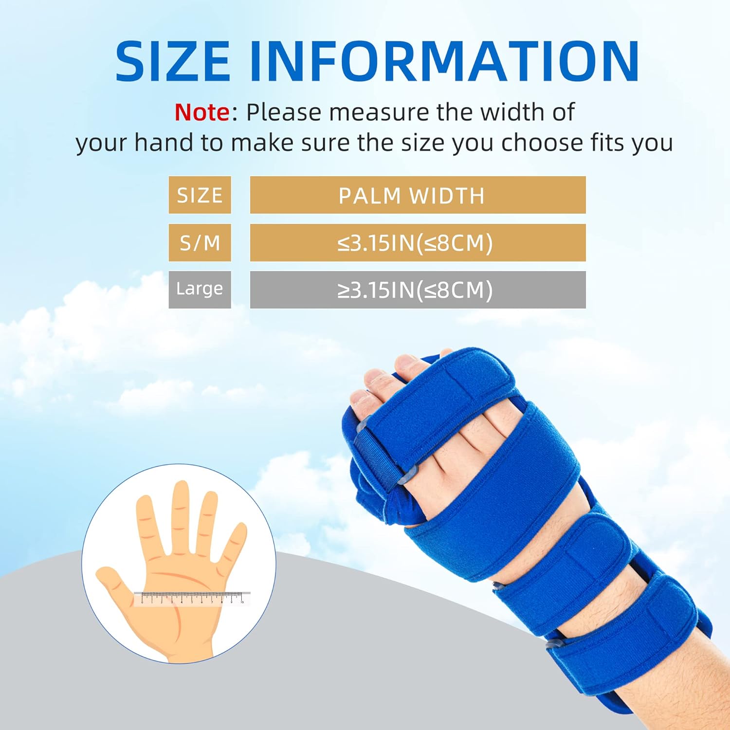 Fanwer Resting Hand Splint for Stroke Recovery, Carpal Tunnel, Arthritis, Tendonitis

