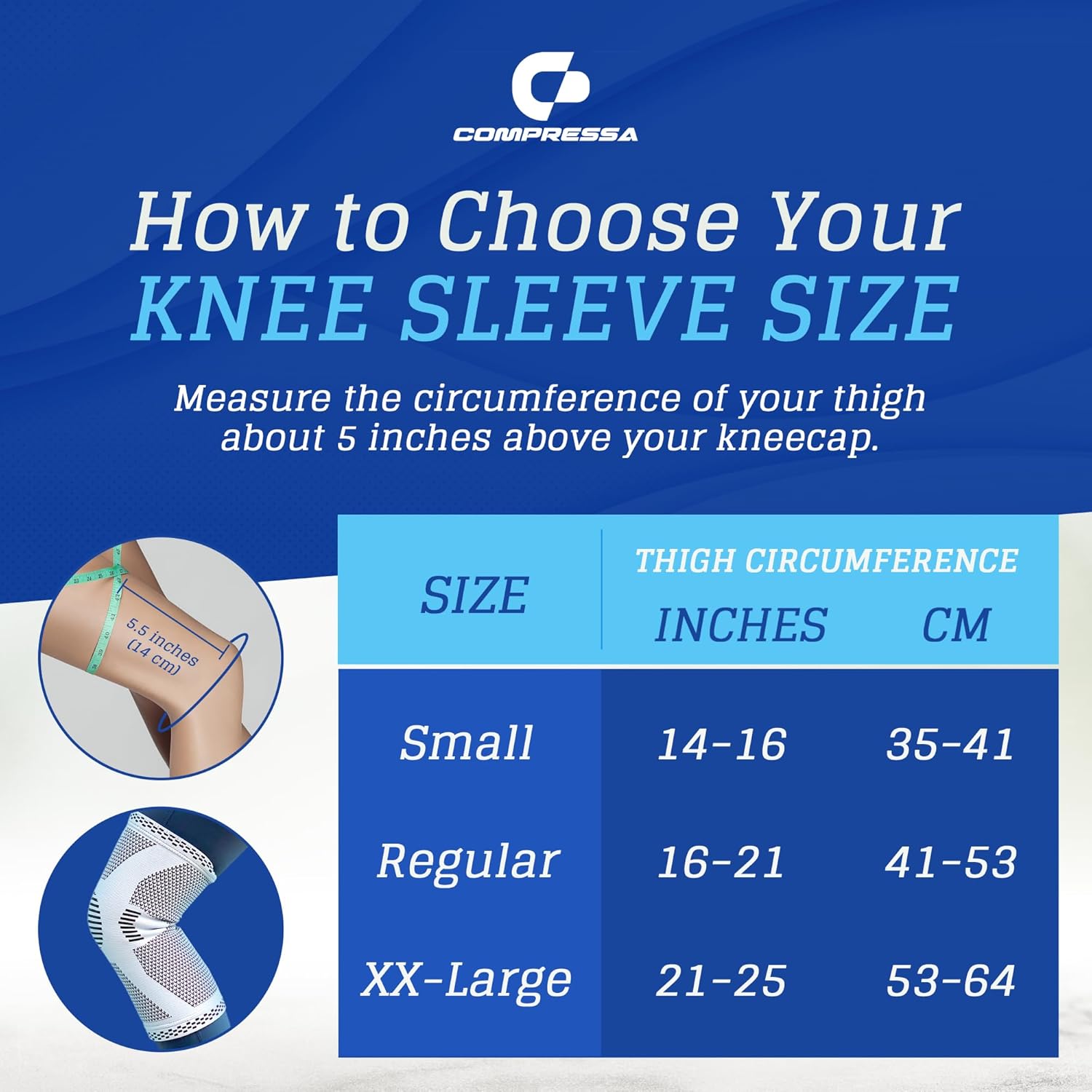 Compressa Knee Sleeve for Men and Women Non-Slip Compression Support

