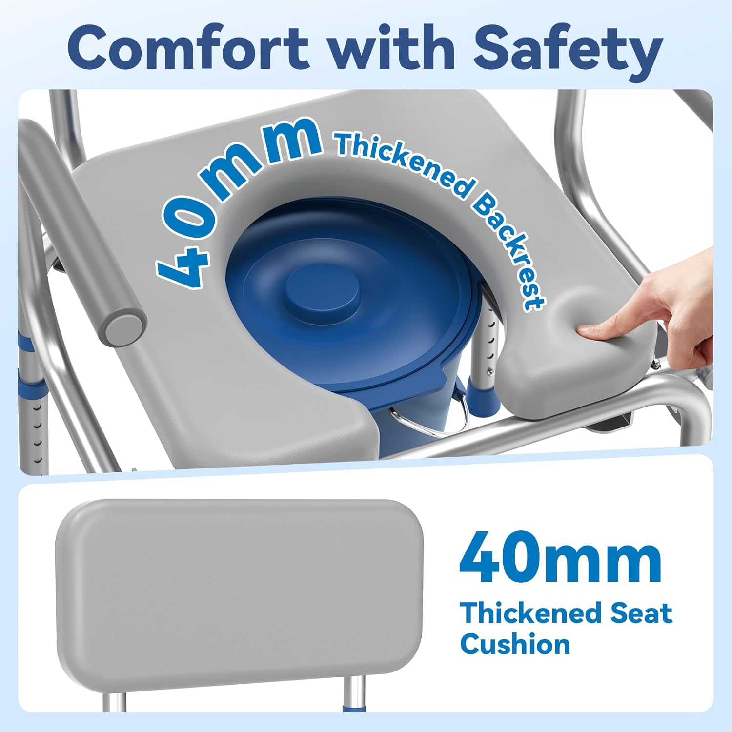 Loyoda Drop Arm Bedside Commode with Padded Seat, Removable Bucket, 500 lb Capacity

