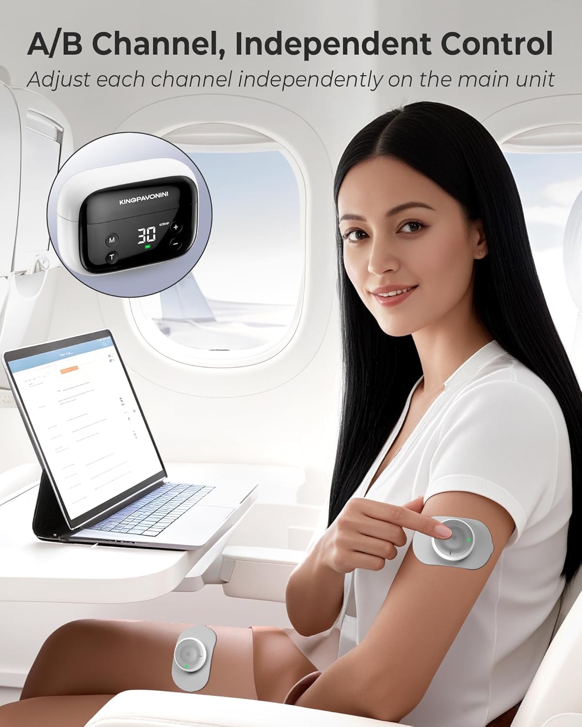 KingPavonini Wireless TENS Unit Muscle Stimulator with Dual-Channel, 30 Intensities (U13)

