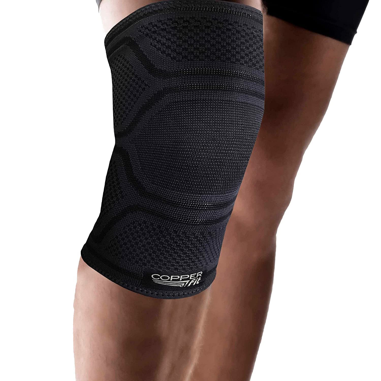 Copper Fit Elite Knee Compression Sleeve Knee Brace, Black 2-Pack

