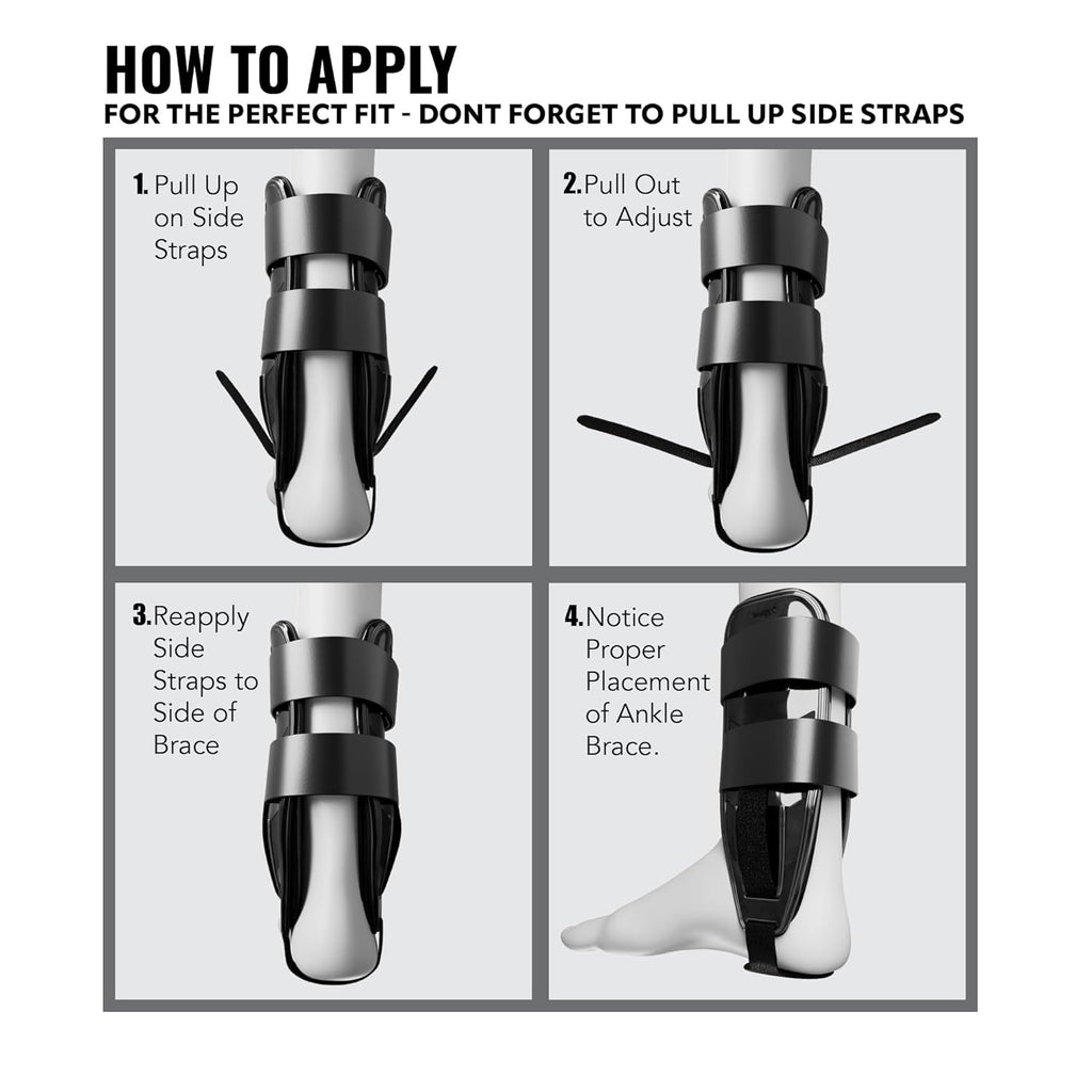 AnklePro Air Cushion Stirrup Ankle Stabilizer Brace, 3-Strap Rigid Support

