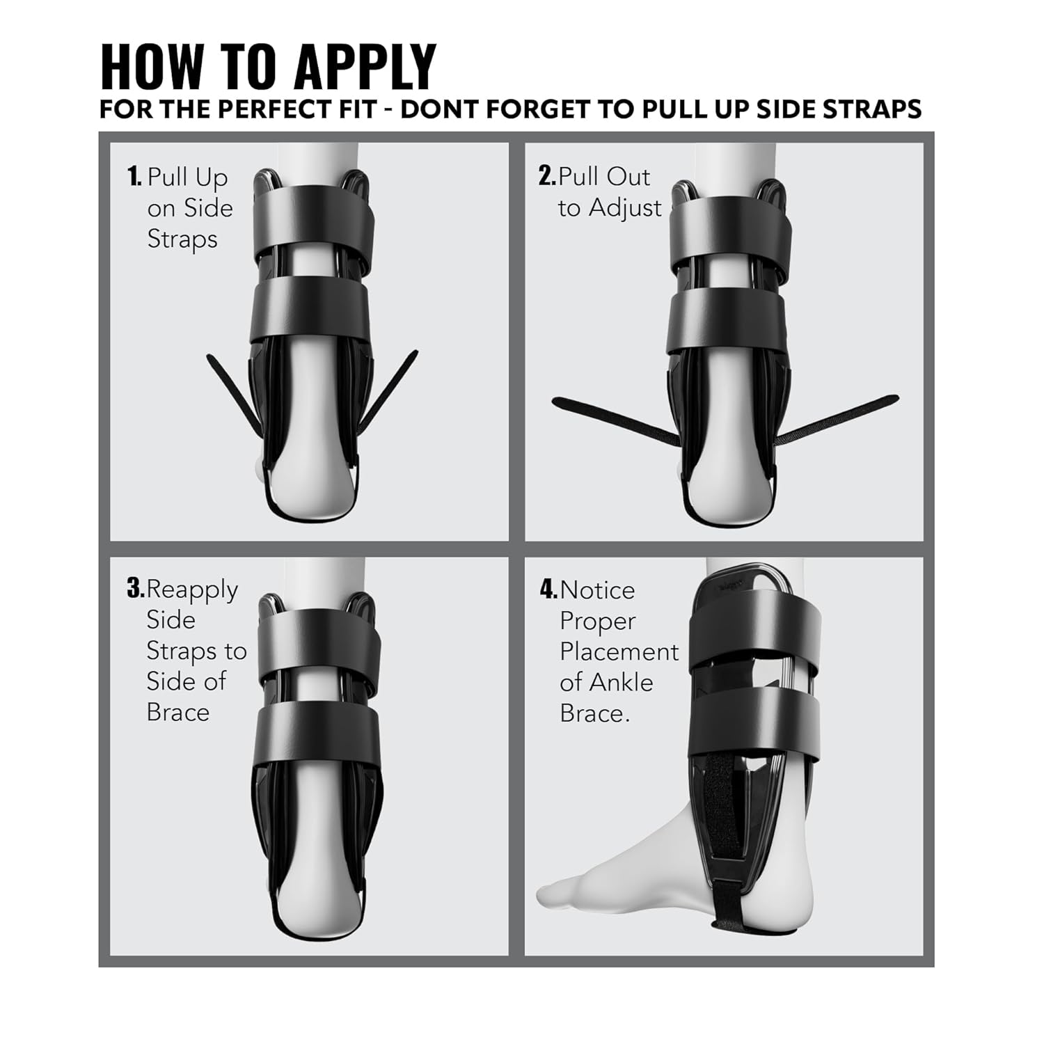 AnklePro Air Cushion Stirrup Ankle Stabilizer Brace, 3-Strap Rigid Support

