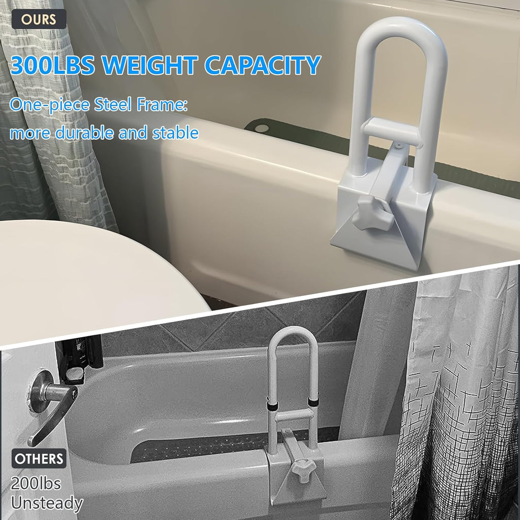 Bathtub Safety Rail Grab Bar with Adjustable Clamp for Bath and Shower, 300 lb

