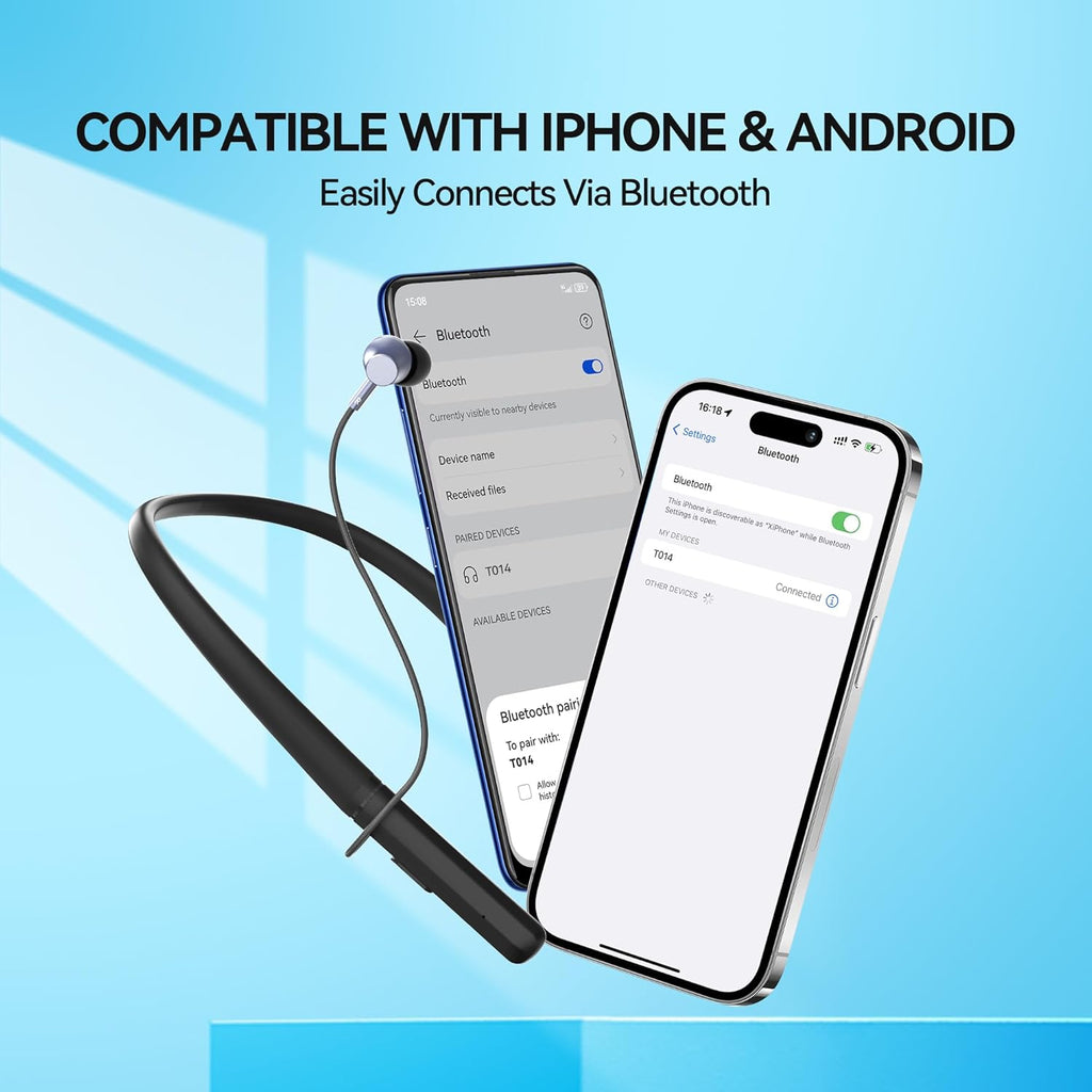 Diggingsound Neckband Bluetooth Rechargeable Hearing Aids for Seniors, Type-C

