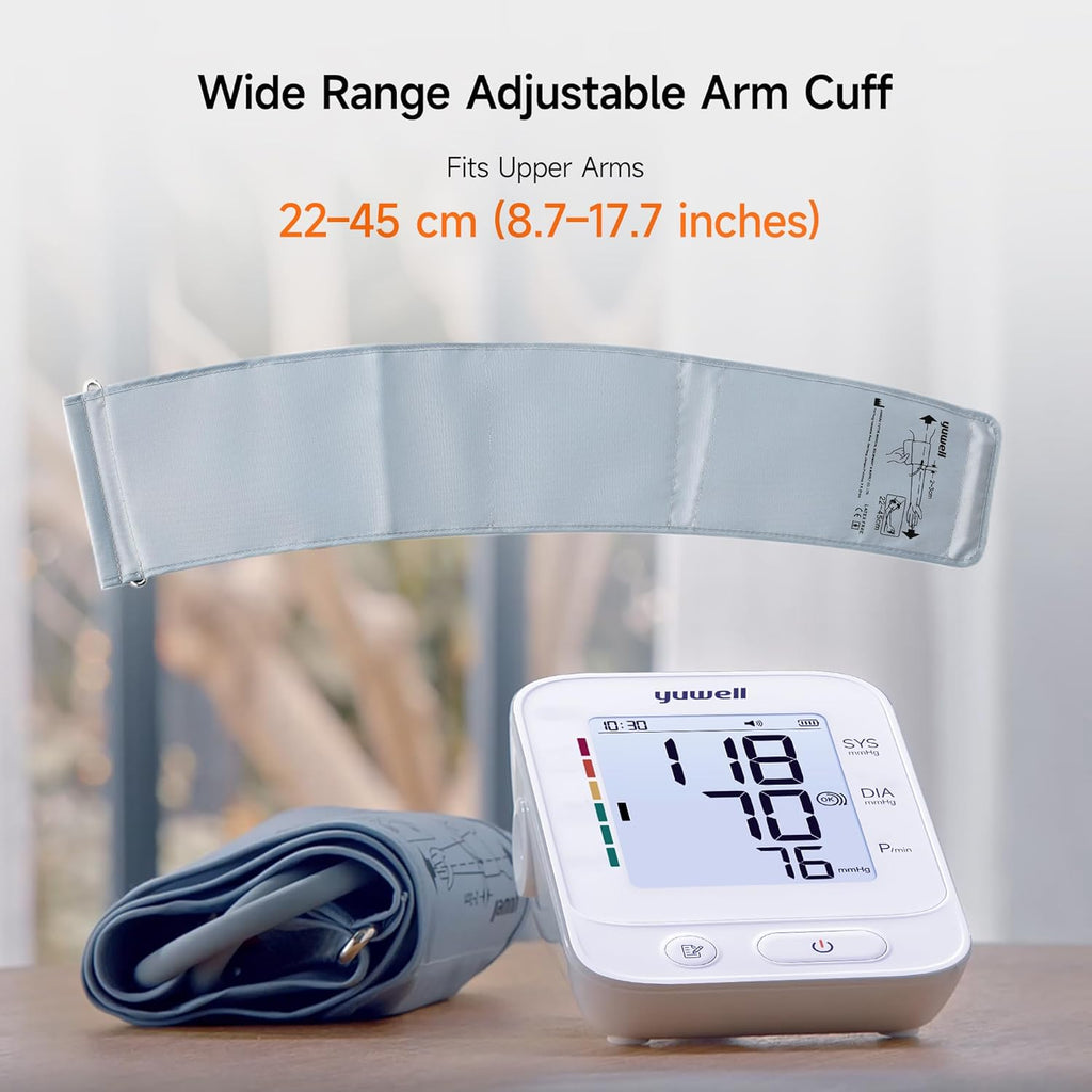 yuwell Upper Arm Digital Blood Pressure Monitor with Large Backlit Display, 199 Memory

