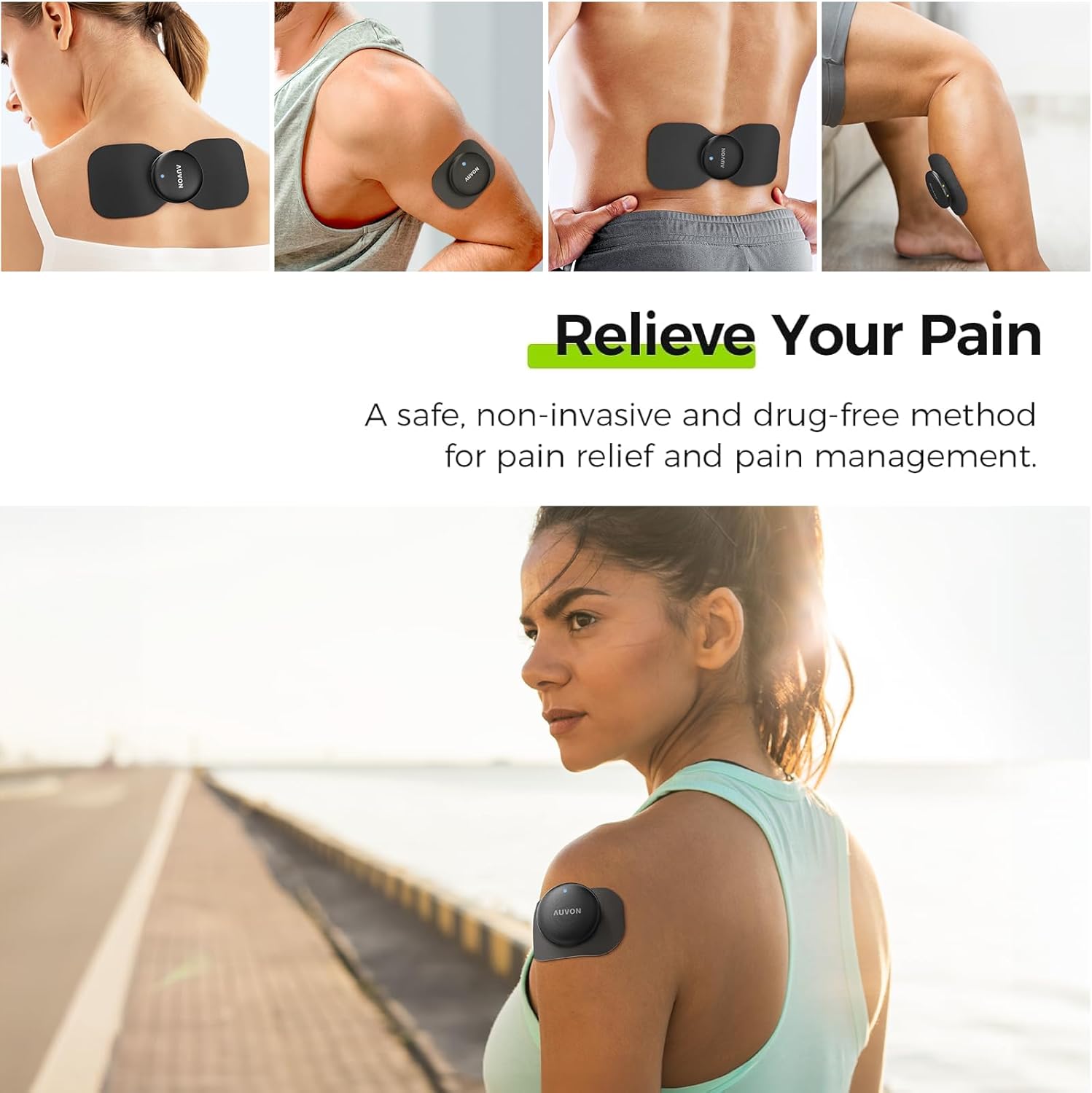 AUVON Wireless TENS Unit Muscle Stimulator with Rechargeable Case, 24 Modes

