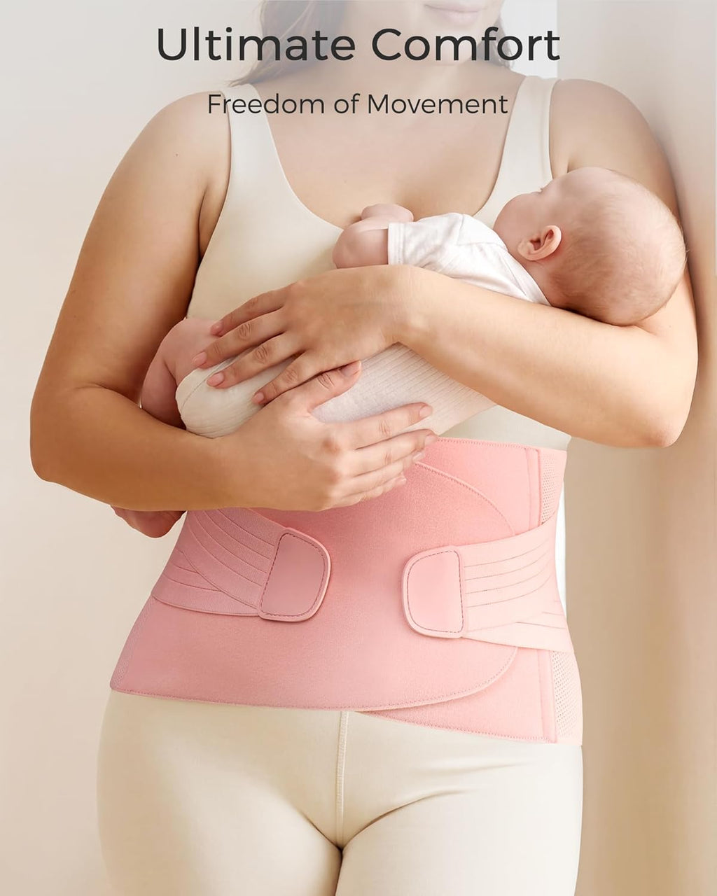 FREETOO Postpartum Belly Band Abdominal Binder with Adjustable Compression Support

