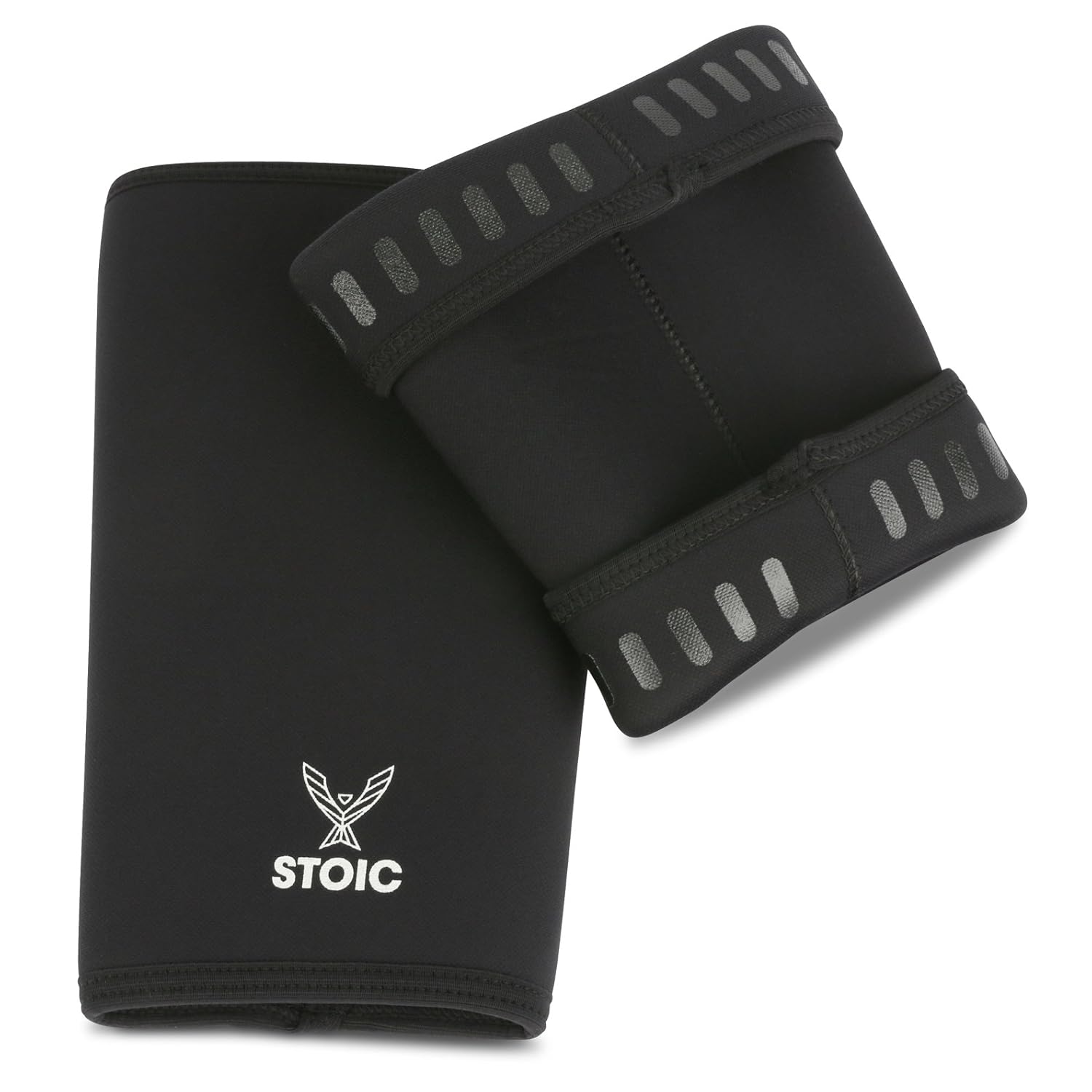 Stoic 7mm Neoprene Knee Sleeves for Weightlifting, Powerlifting, Compression Support (2-Pack)

