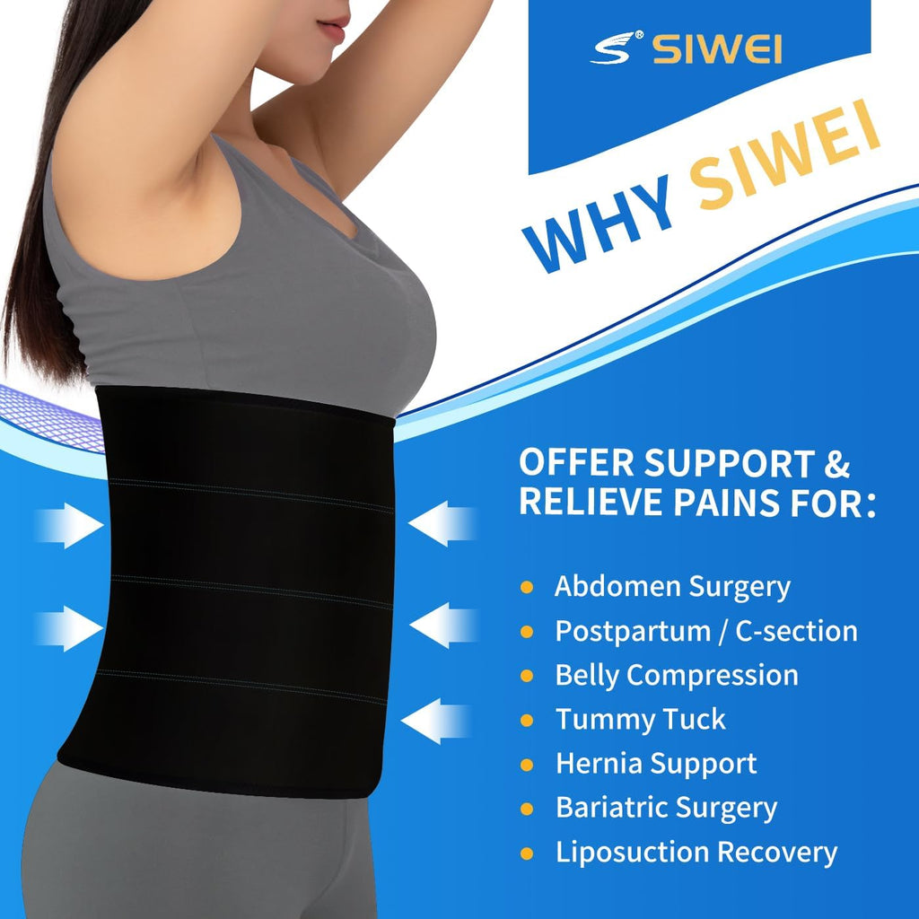 Abdominal Binder Post Surgery for Men and Women, 12-inch High Spandex Compression Belt

