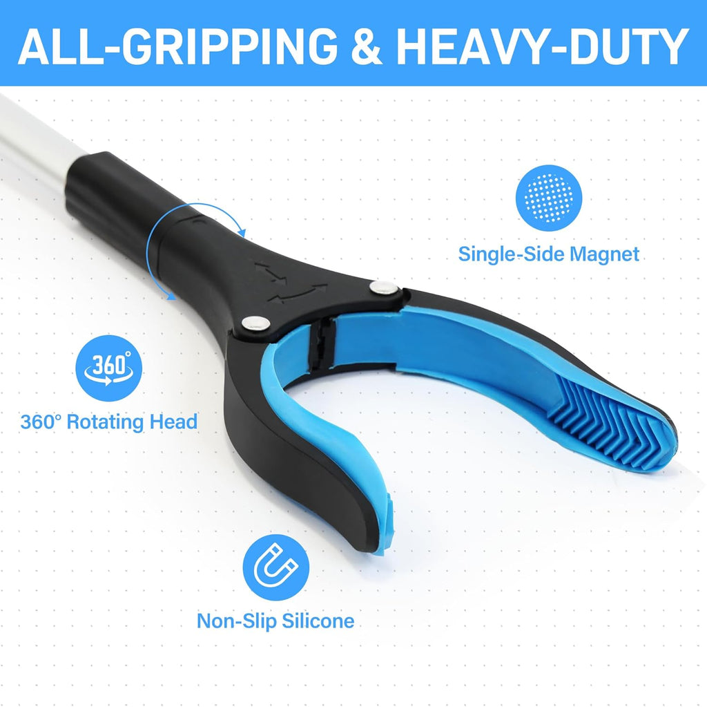 Foldable Grabber Reacher Tool for Seniors, 360 Rotating Jaw Pickup Stick with Magnet

