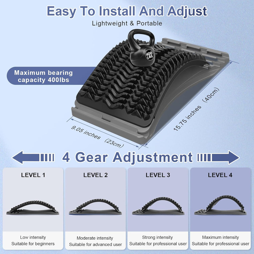 MINOLL Adjustable Back Stretcher for Lower Back Pain Relief, Lumbar Spine Decompressor

