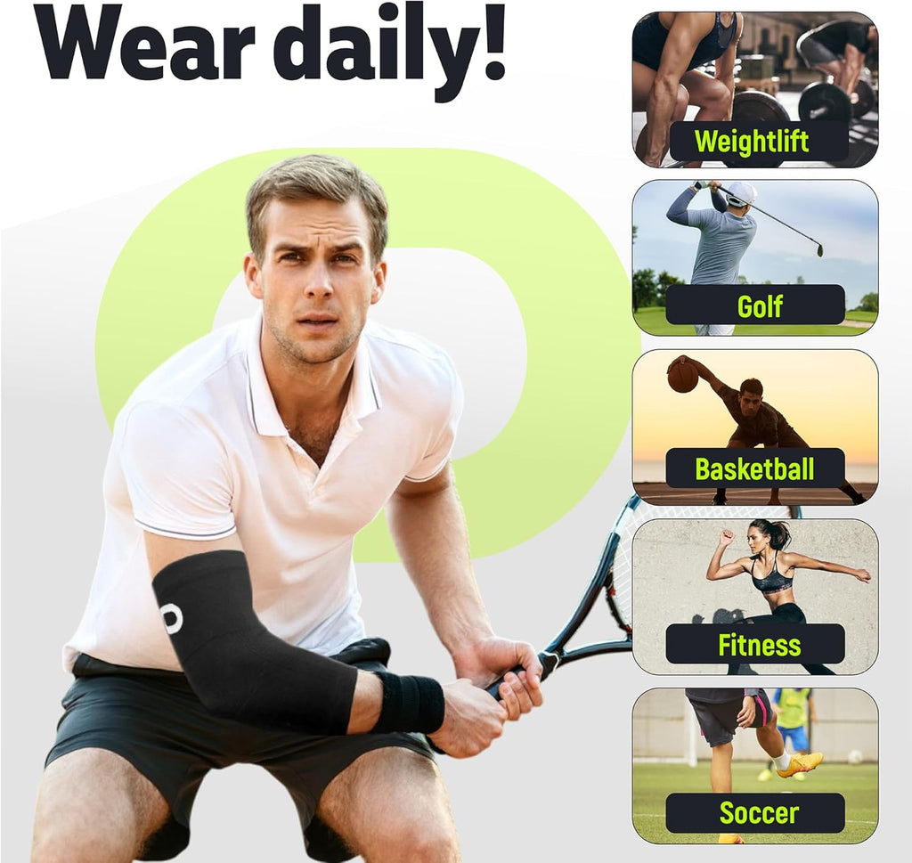 Elbow Compression Sleeve for Tendonitis, Tennis Elbow, Arthritis, Pair

