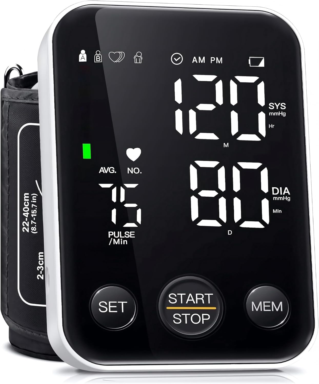 Oklar Upper Arm Blood Pressure Monitor, One-Button BP Machine with LED Display

