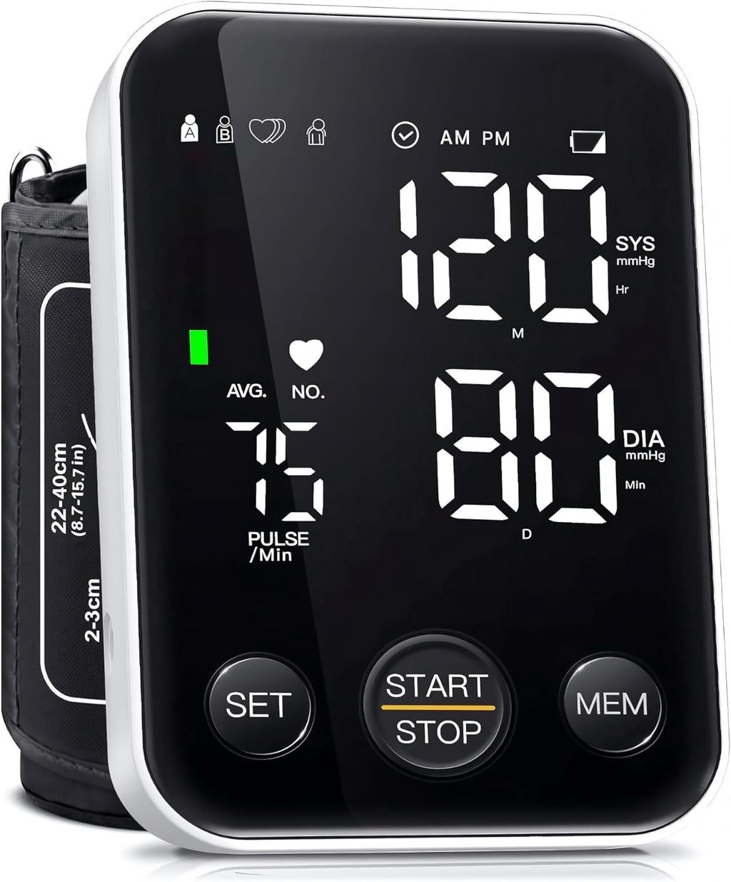 Oklar Upper Arm Blood Pressure Monitor, One-Button BP Machine with LED Display

