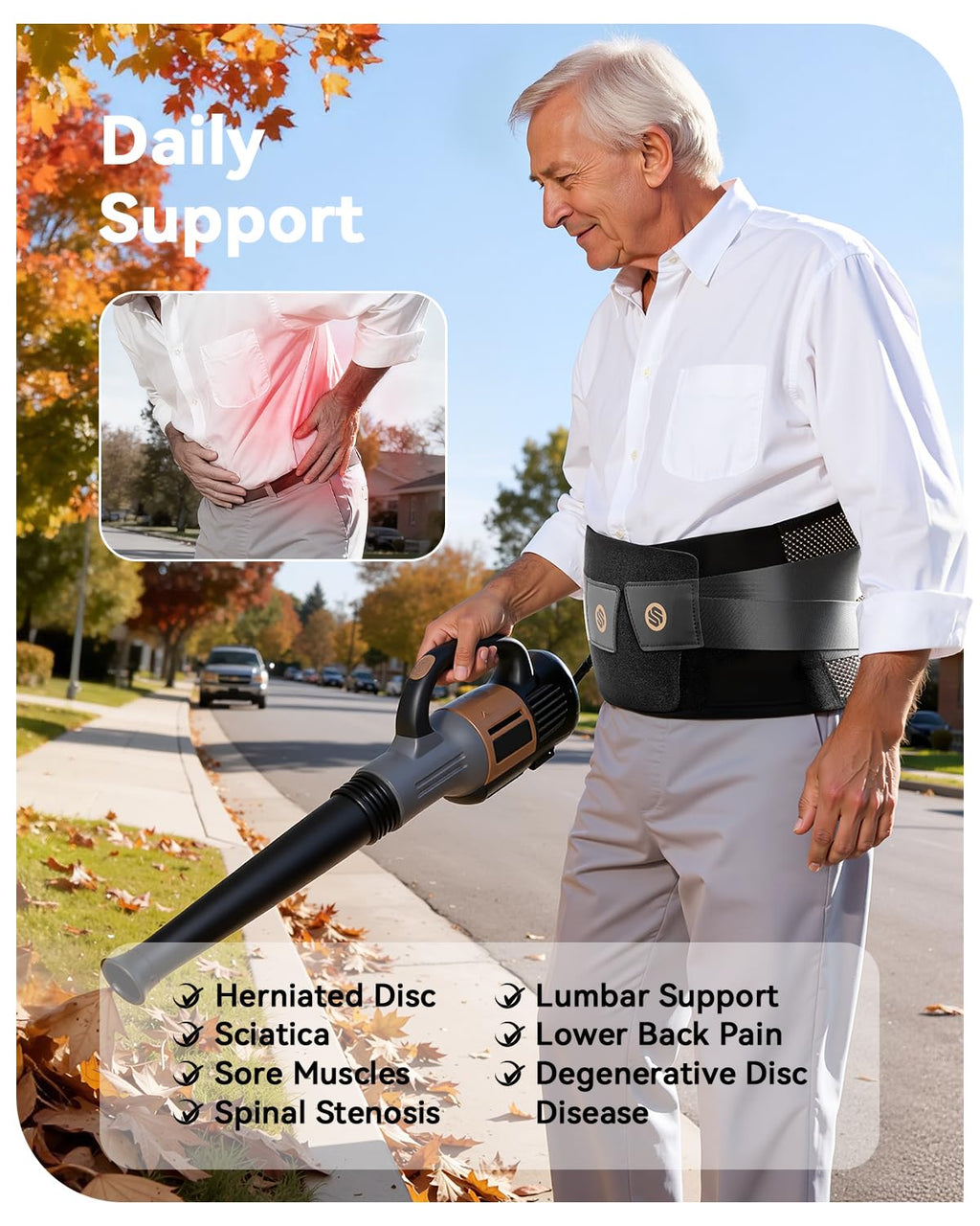 Ultra-Breathable Lumbar Support Belt with Copper Infused Bionic Brace for Sciatica

