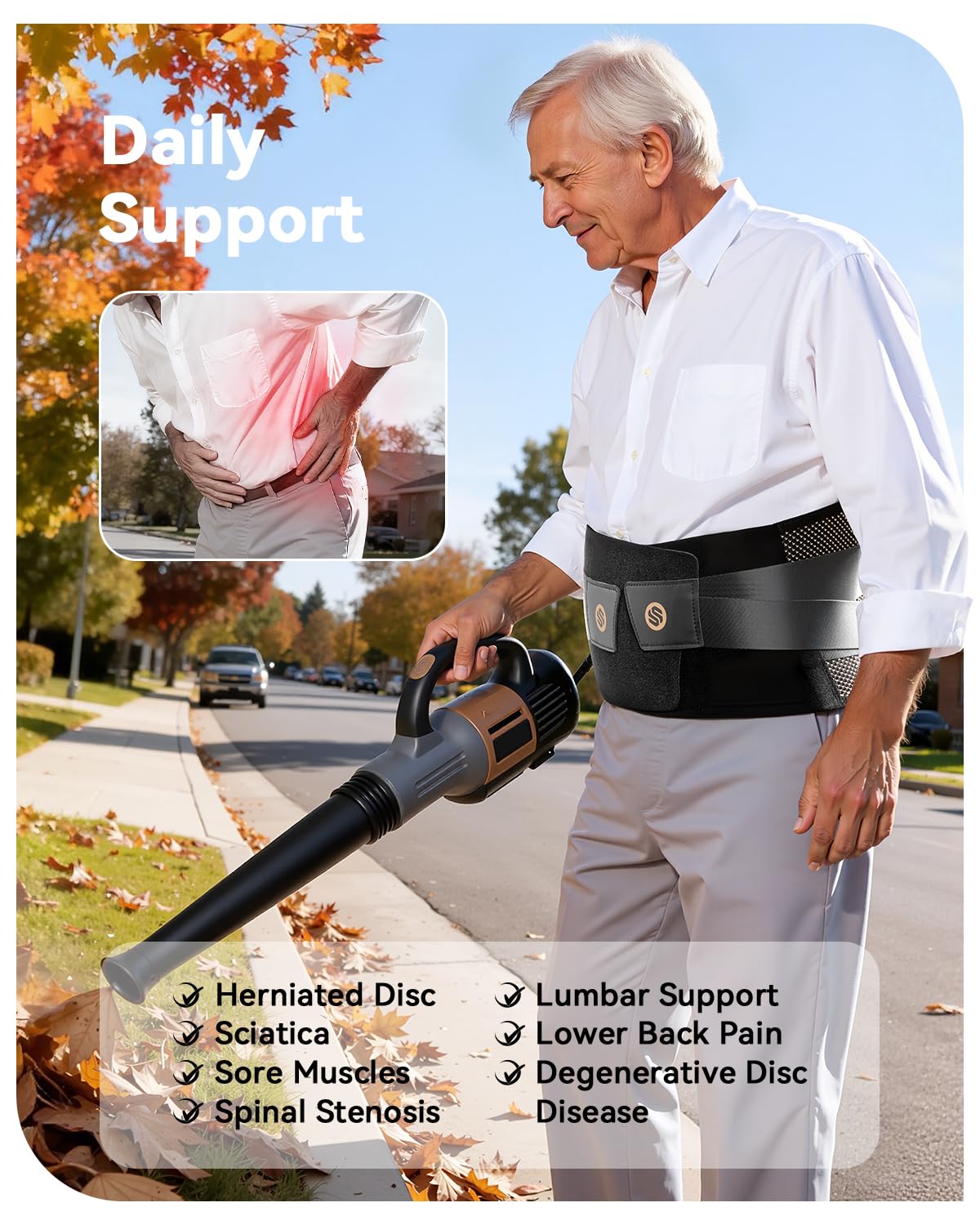 Ultra-Breathable Lumbar Support Belt with Copper Infused Bionic Brace for Sciatica

