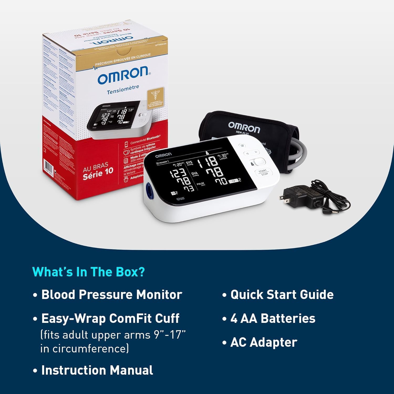 OMRON 10 Series Upper Arm Blood Pressure Monitor with Bluetooth and TruRead Technology

