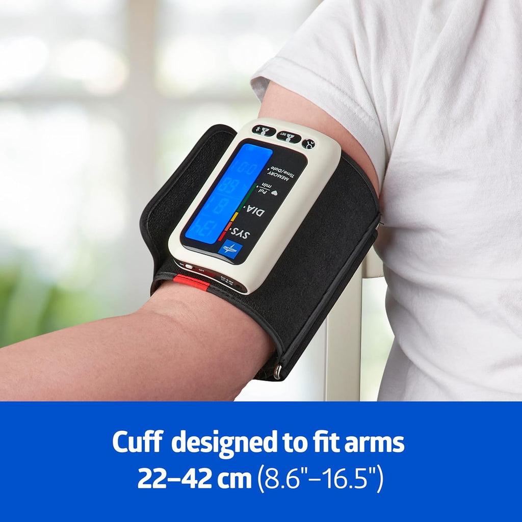 Medline Bluetooth Blood Pressure Monitor with Universal Upper Arm Cuff, LCD Display

