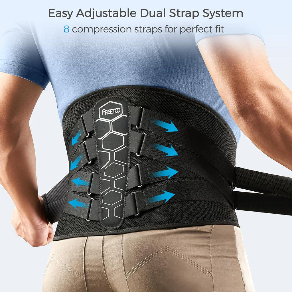 FREETOO Lumbar Back Brace for Lower Back Pain Relief with Removable Pad and Pulley

