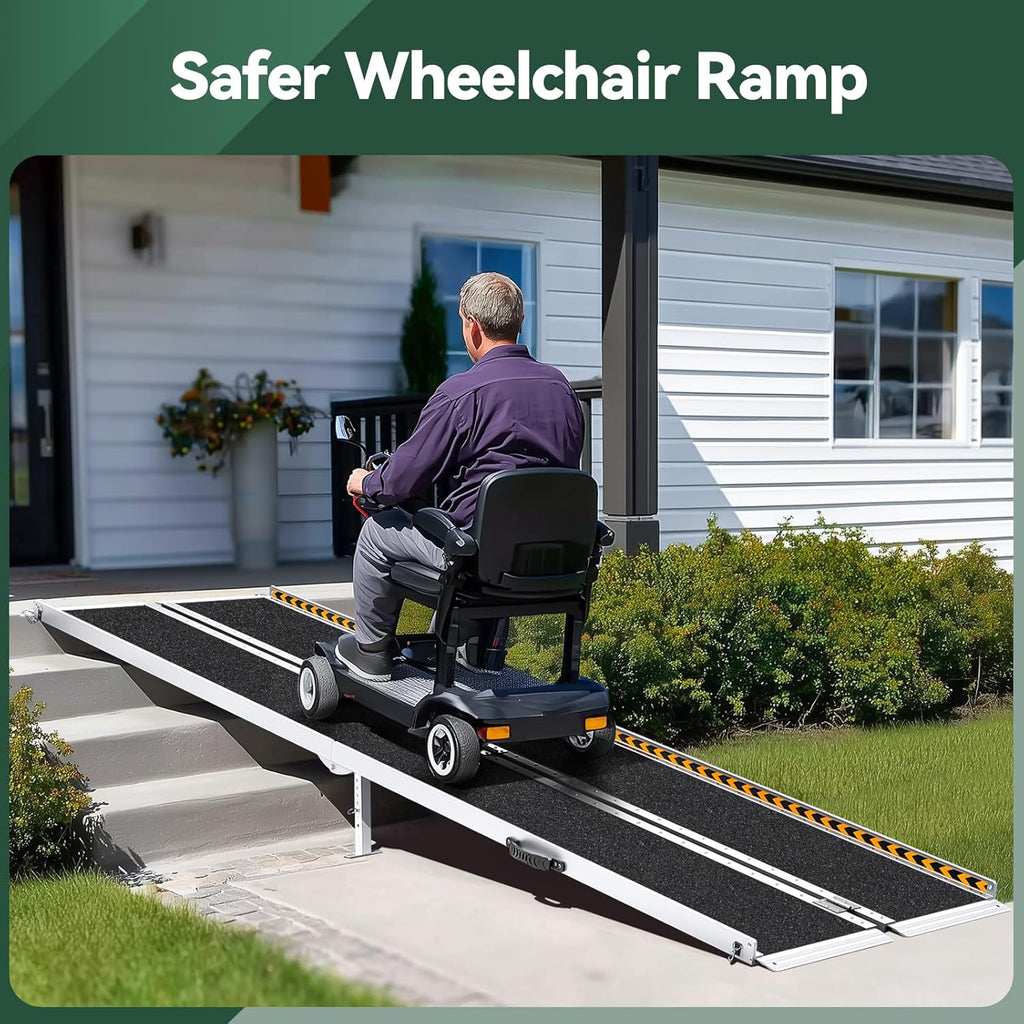 TaiH Leo Foldable Aluminum Wheelchair Ramp with Non-Slip Surface and Support Legs

