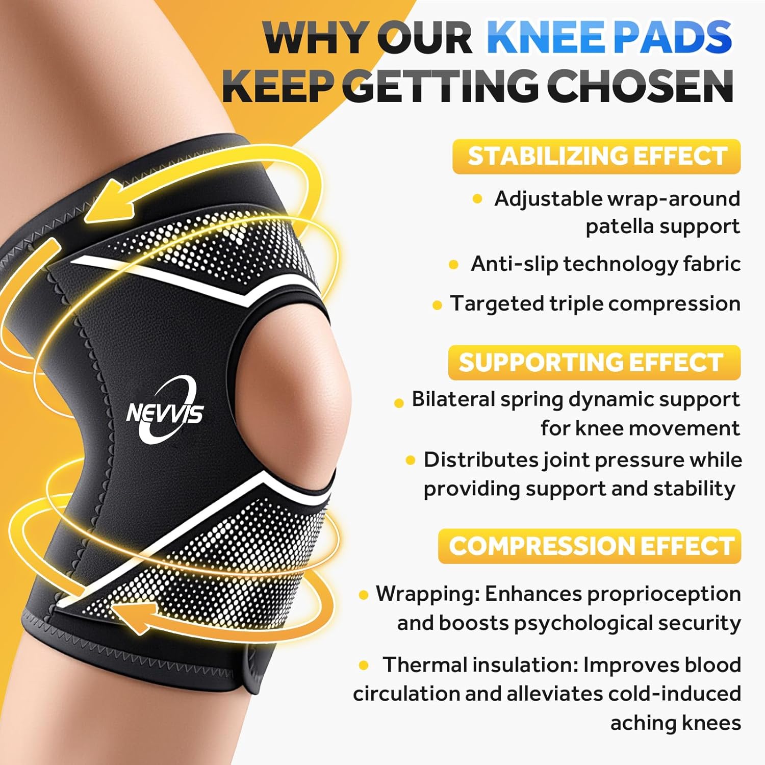 NEVVIS Patellar Stabilizing Compression Knee Brace for Running, Knee Support

