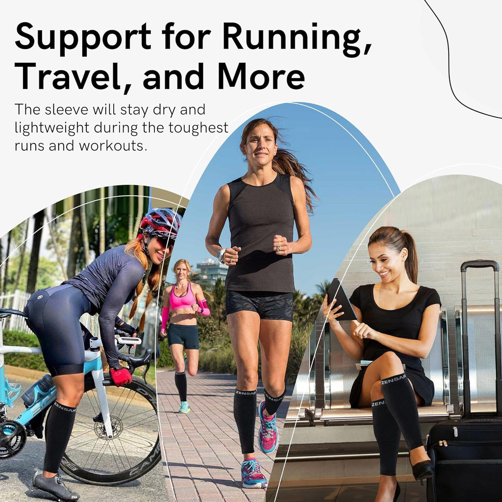 Zensah Running Leg Compression Sleeves for Shin Splints and Calf Support

