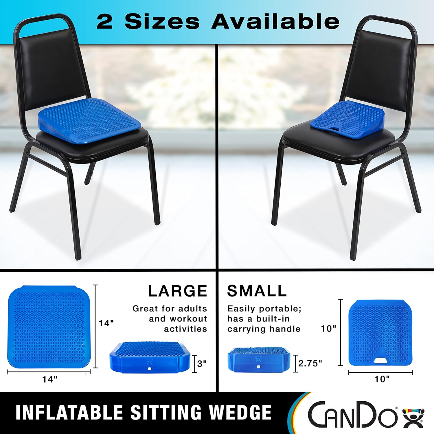 CanDo Sitting Wedge Active Seat Wobble Cushion for Posture, Back Pain, Anxiety

