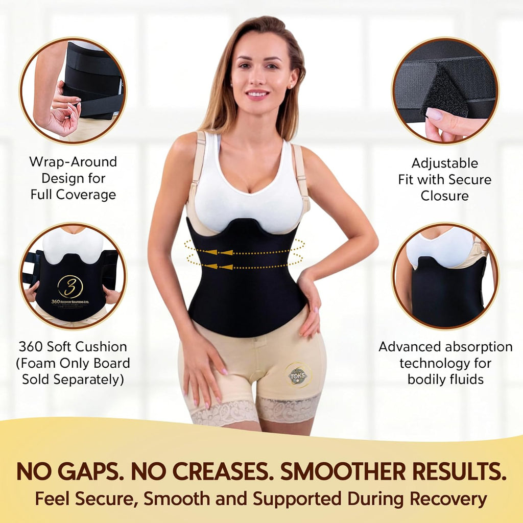 Post-Surgery 360 Lipo Foam Wrap Around Tummy Tuck Binder, Breathable Abdominal Support

