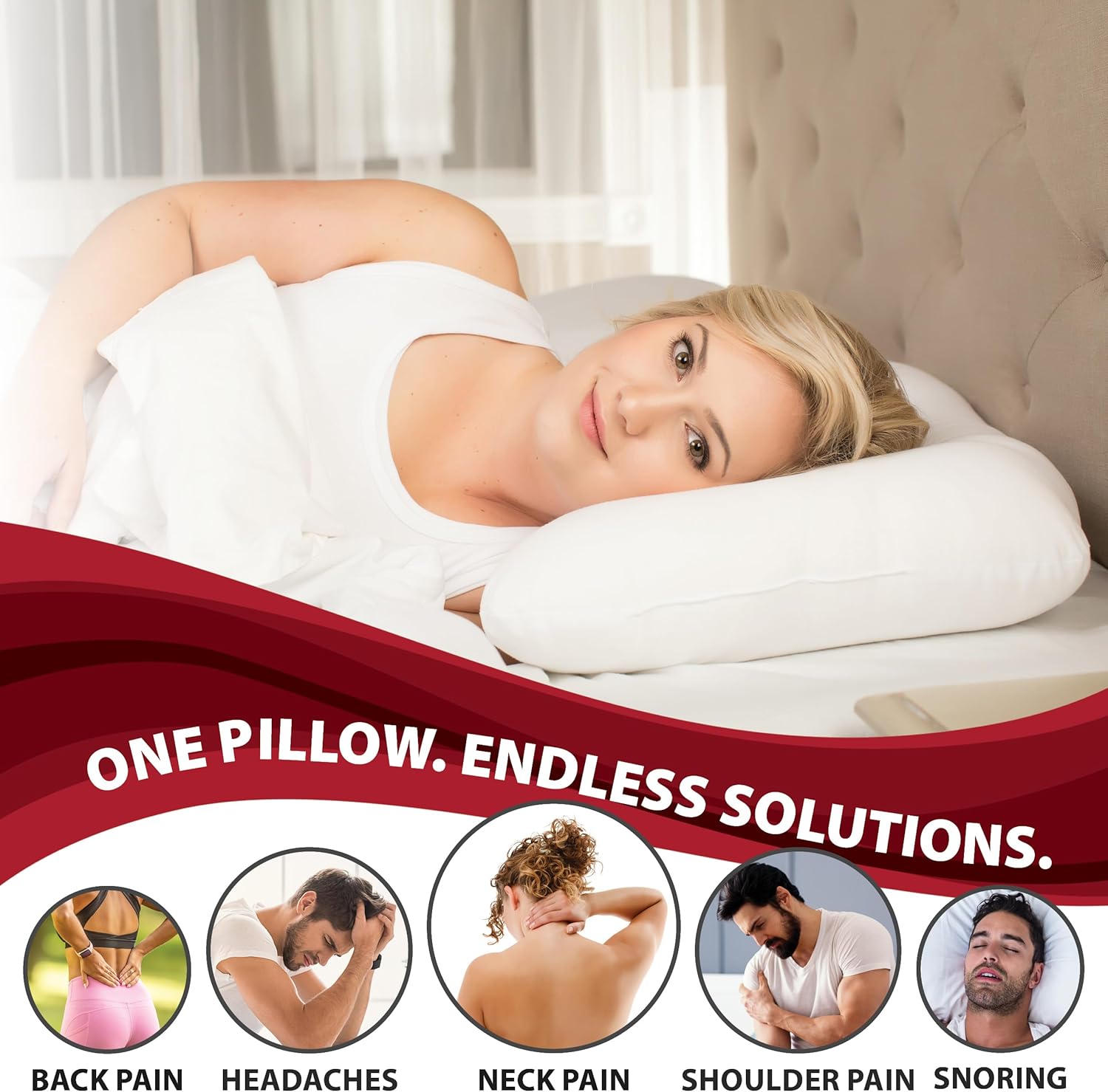Core Products D-Core Cervical Support Pillow with Neck Roll, Firm Orthopedic


