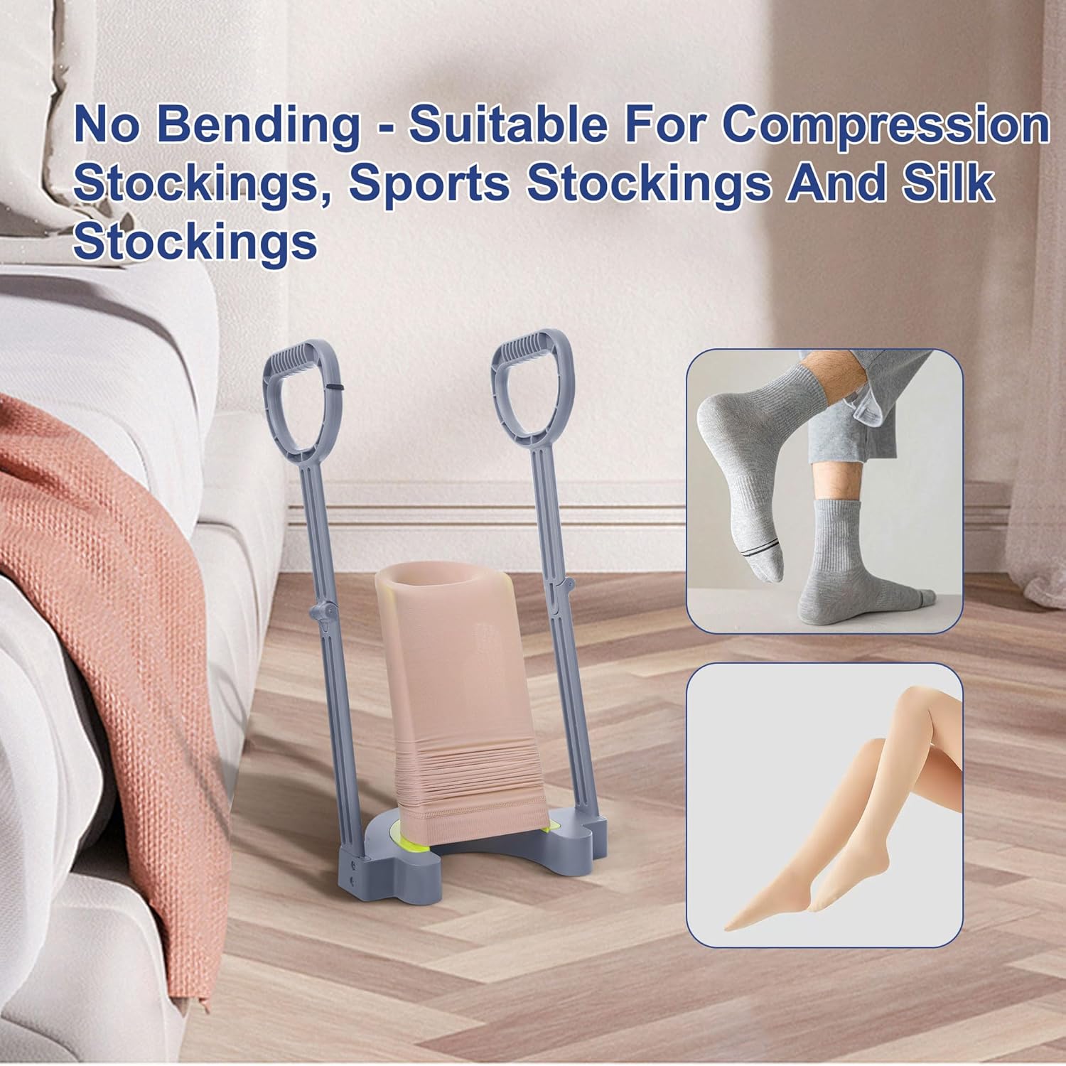 Compression Sock Aid Device for Easy Donning of Socks and Stockings

