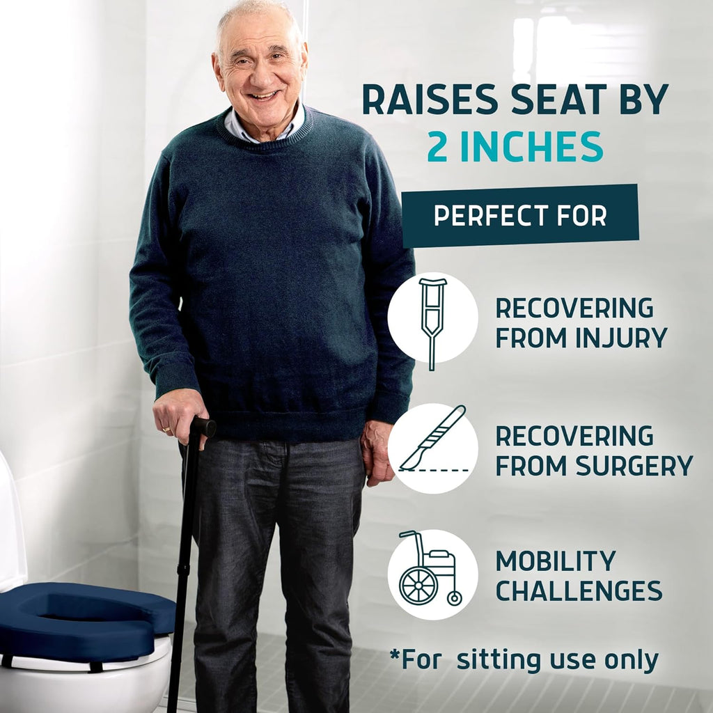 Lunderg Padded Toilet Seat Riser for Seniors, Firm High-Density Foam, Universal Fit

