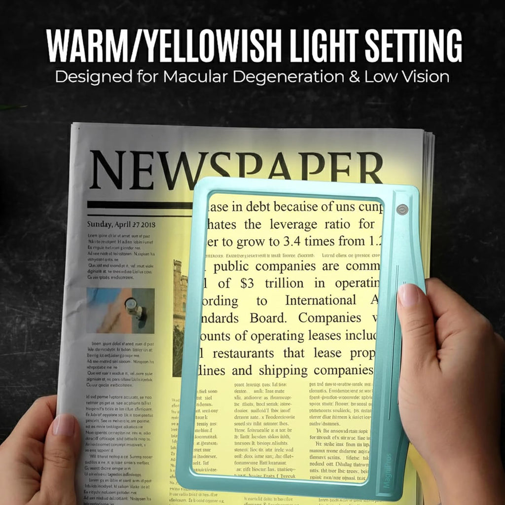 MagniPros 5X Rechargeable LED Page Magnifier Anti-Glare Lens, 3 Light Modes

