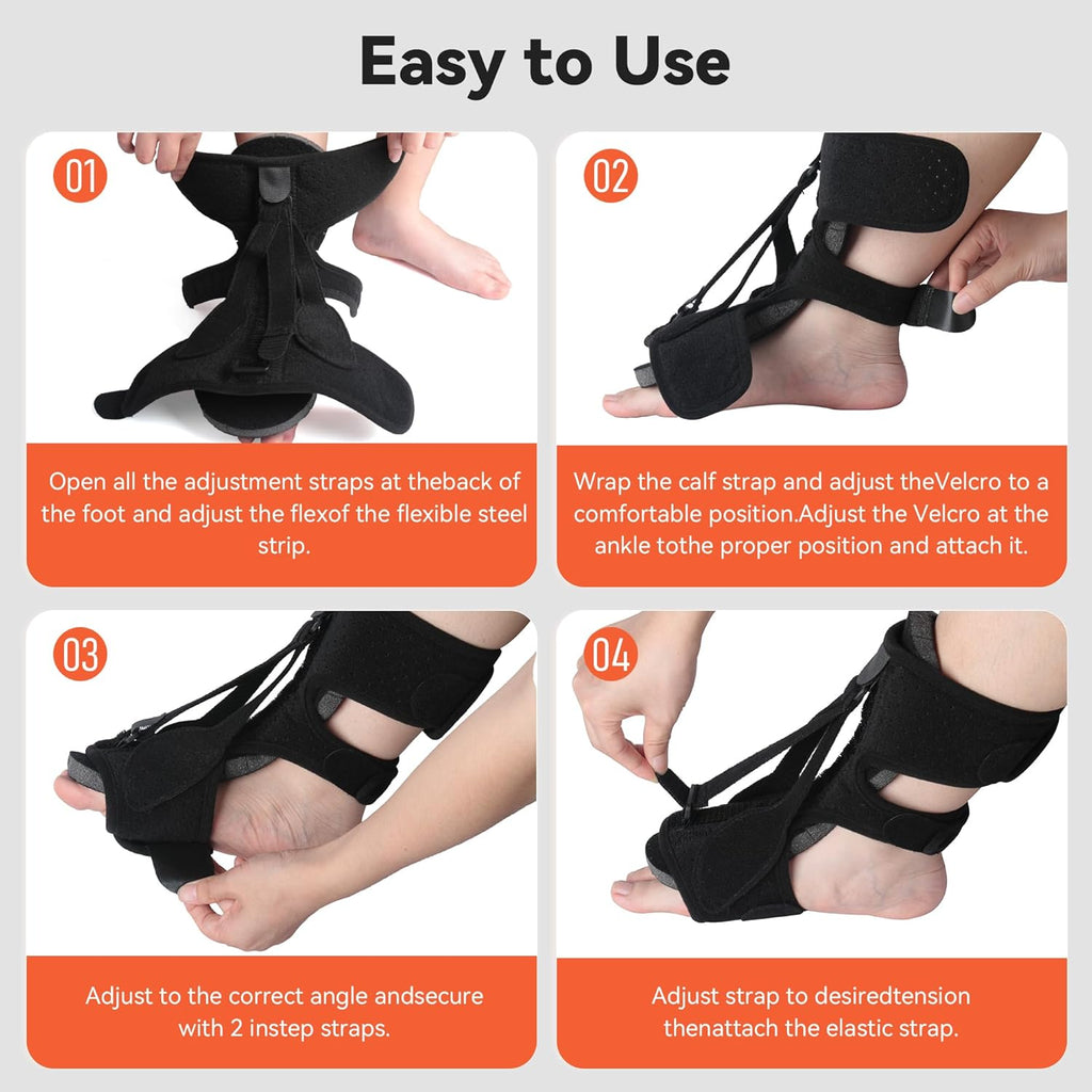 tongdayi Plantar Fasciitis Night Splint Brace with Memory Foam Pad and Massage Ball

