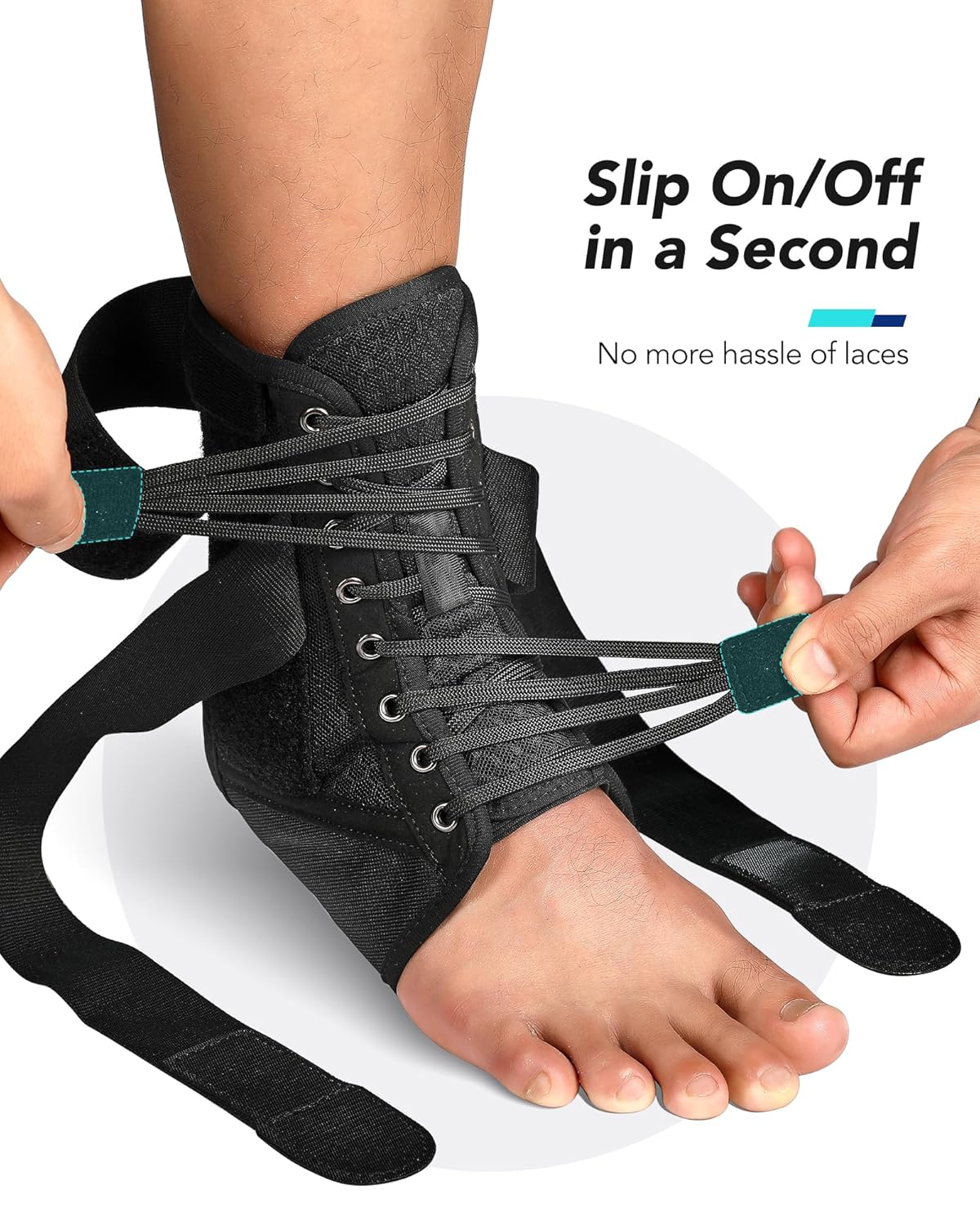 Fitomo Quick Lace-Up Ankle Brace with Removable Side Splints, Adjustable Support

