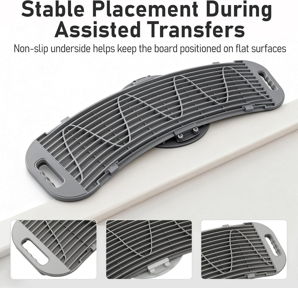 Heavy-Duty Wheelchair Transfer Board with Turntable, Dual Assisted Handles, Non-Slip

