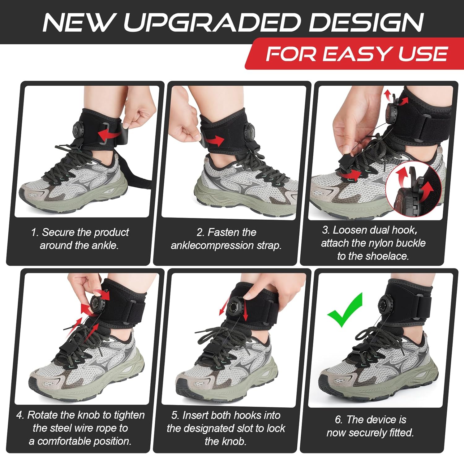 OVINESY AFO Foot Drop Brace for Walking with Shoes, Adjustable Dorsiflexion Support

