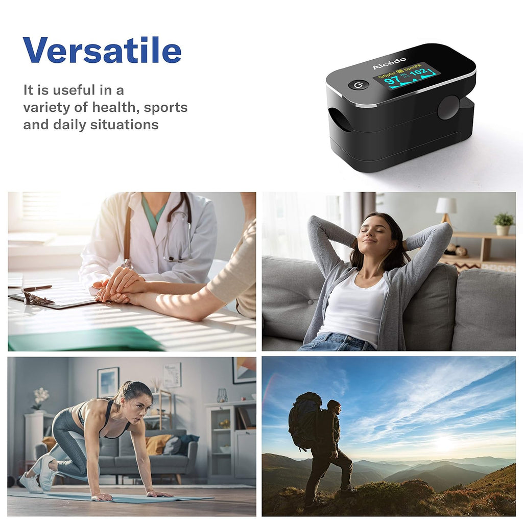 Alcedo Fingertip Pulse Oximeter, SpO2 and Heart Rate, Dual Color OLED Display

