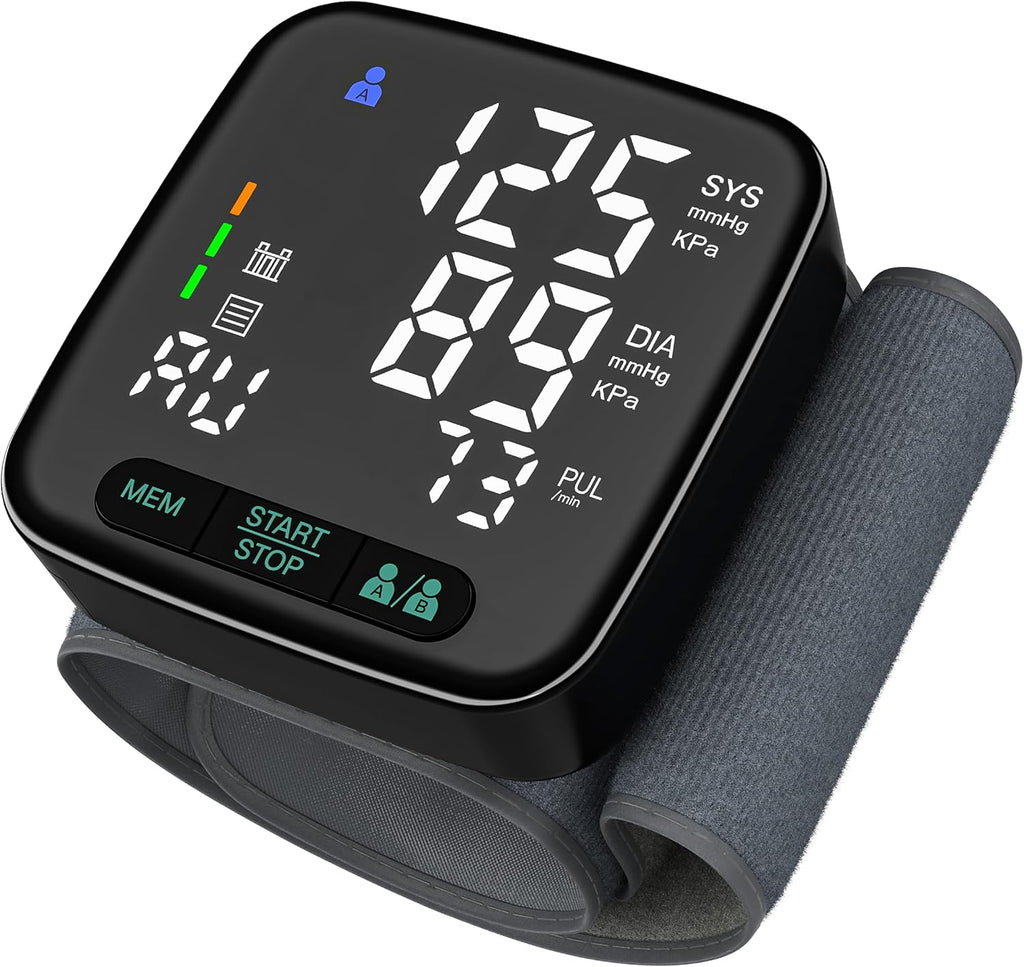 Wrist Blood Pressure Monitor, Digital BP Cuff, LED Display, Dual-User

