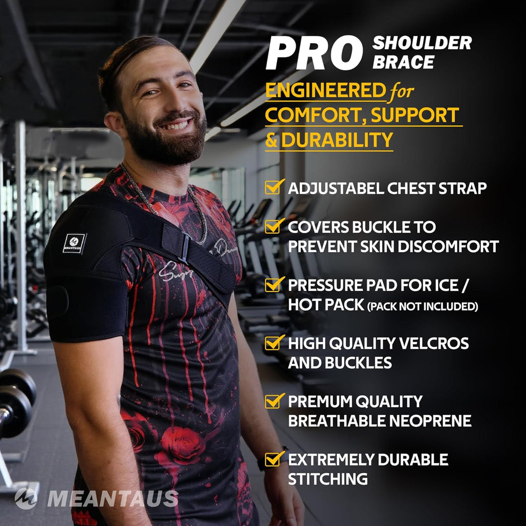 Shoulder Brace Compression Sleeve with Adjustable Straps for Rotator Cuff Support

